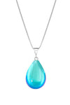 Small Drop Pendant Crafted with sterling silver components, this polished aqua pendant comes with an included 18" sterling silver .7mm box chain for a polished look.