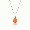 Crystal Small Drop Pendant Crafted with sterling silver components, this polished fire pendant comes with an included 18" sterling silver .7mm box chain for a polished look.