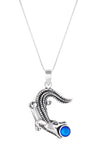 Small Gator Pendant, custom-made for Gatorland in Florida, this pendant showcases a unique design that captures the spirit of the iconic alligator. Featuring a stunning 5mm frosted blue stone set in solid .925 sterling silver.