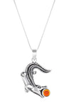 Small Gator Pendant, custom-made for Gatorland in Florida, this pendant showcases a unique design that captures the spirit of the iconic alligator. Featuring a stunning 5mm polished fire stone set in solid .925 sterling silver.