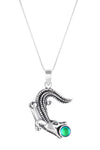 Small Gator Pendant, custom-made for Gatorland in Florida, this pendant showcases a unique design that captures the spirit of the iconic alligator. Featuring a stunning 5mm polished green stone set in solid .925 sterling silver.