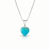 Small Crystal Heart Pendant crafted with sterling silver components, this pendant is designed for both quality and style. Includes a 16" sterling silver .7mm box chain with the frosted aqua pendant.