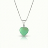 Small Crystal Heart Pendant crafted with sterling silver components, this pendant is designed for both quality and style. Includes a 16" sterling silver .7mm box chain with the frosted green pendant.