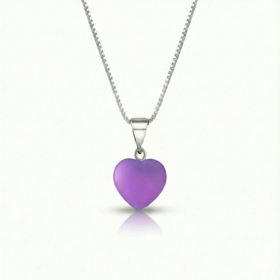Small Crystal Heart Pendant crafted with sterling silver components, this pendant is designed for both quality and style. Includes a 16" sterling silver .7mm box chain with the frosted pink pendant.
