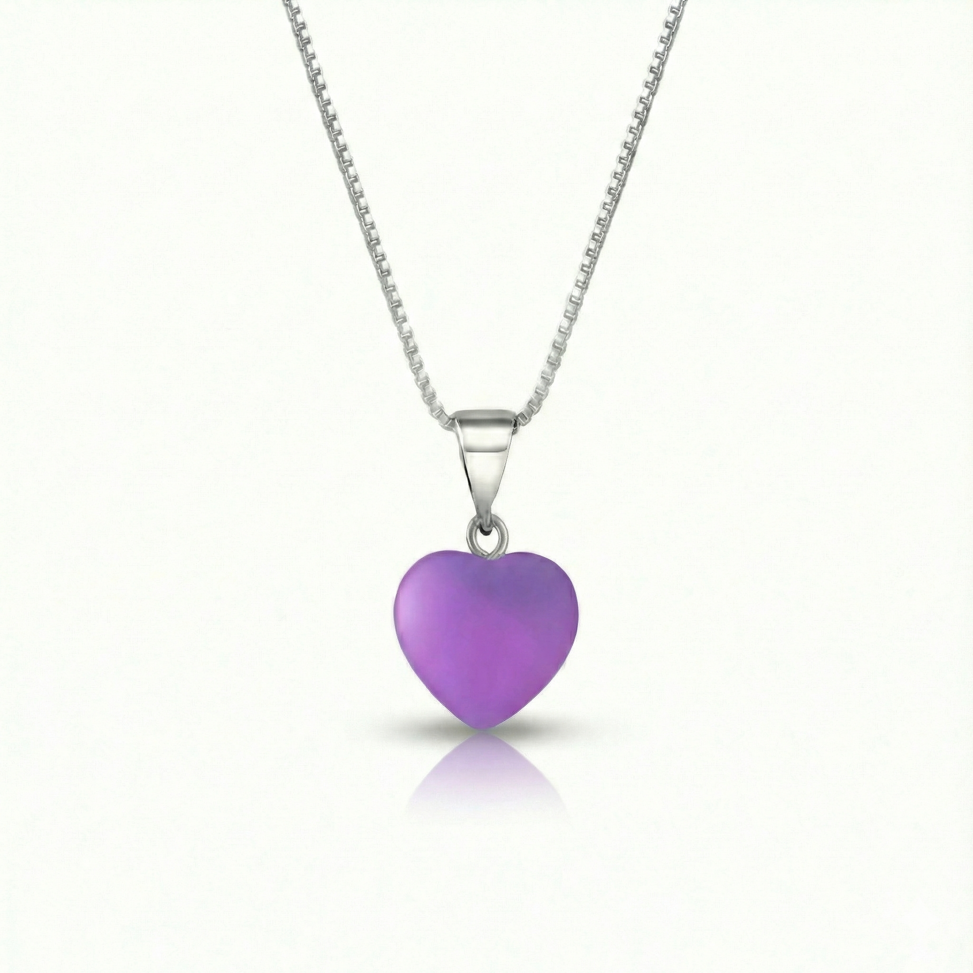Small Crystal Heart Pendant crafted with sterling silver components, this pendant is designed for both quality and style. Includes a 16" sterling silver .7mm box chain with the frosted pink pendant.