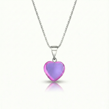 Small Crystal Heart Pendant crafted with sterling silver components, this pendant is designed for both quality and style. Includes a 16" sterling silver .7mm box chain with the polished pink pendant.