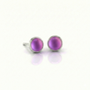 Small Stud Earrings with 5 mm frosted pink crystal. Designed with comfortable backs, these earrings ensure a secure fit.