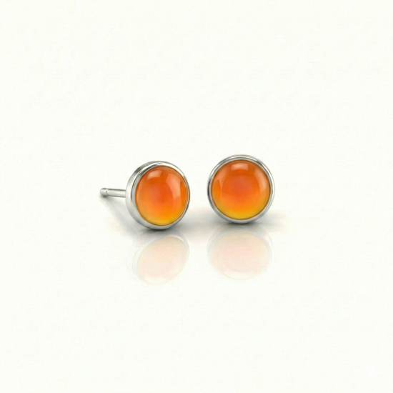 Small Stud Earrings with 5 mm polished fire crystal. Designed with comfortable backs, these earrings ensure a secure fit.