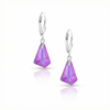 Small Triangle Glacier Crystal Earrings, these iridescent, geometric designs are truly eye-catching and are inspired by the unique form of polished pink sublime glaciers. Crafted with high-quality sterling silver components.