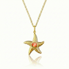 Starfish Necklace featuring a 16"-18" adjustable silver stainless chain with  5mm round blue stone.