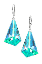 Hand Cut Glacier Triangle Crystal Earrings
