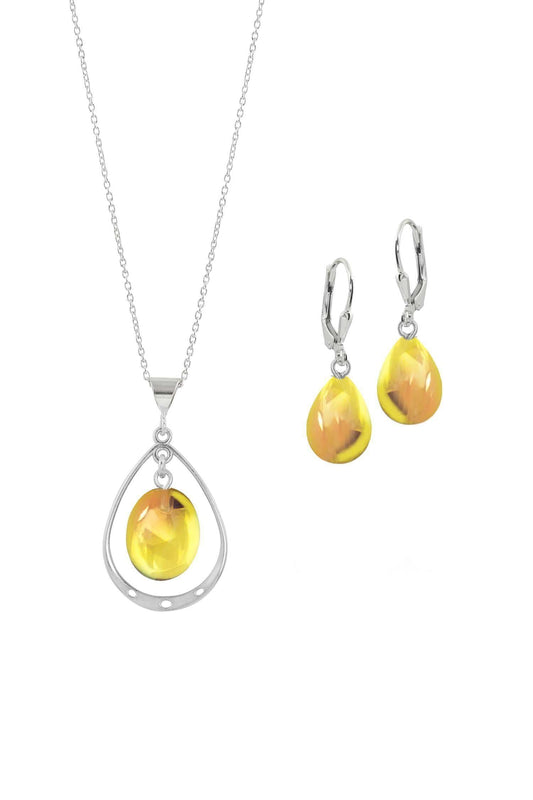 Oval with Loop Pendant & Drop Earrings Set