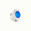 Sting Ray Inspired Ring features bold lines that create a captivating visual effect with a frosted blue stone