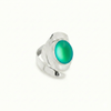 Sting Ray Inspired Ring features bold lines that create a captivating visual effect with a frosted green stone