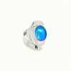 Sting Ray Inspired Ring features bold lines that create a captivating visual effect with a polished blue stone