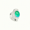 Sting Ray Inspired Ring features bold lines that create a captivating visual effect with a polished green stone