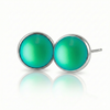 Crystal Stud Earrings with 9mm diameter frosted green stone, designed with comfort in mind, these earrings feature a secure backing.