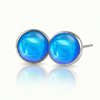 Crystal Stud Earrings with 9mm diameter polished blue stone, designed with comfort in mind, these earrings feature a secure backing.