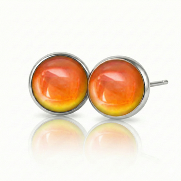 Crystal Stud Earrings with 9mm diameter polished fire stone, designed with comfort in mind, these earrings feature a secure backing.