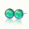Crystal Stud Earrings with 9mm diameter polished green stone, designed with comfort in mind, these earrings feature a secure backing.