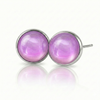 Crystal Stud Earrings with 9mm diameter polished pink stone, designed with comfort in mind, these earrings feature a secure backing.