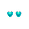 Stud Heart Earrings featuring a stunning 7mm frosted aqua stone set in .925 sterling silver posts.
