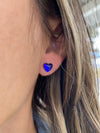 Stud Heart Earrings featuring a stunning 7mm polished violet stone set in .925 sterling silver posts.