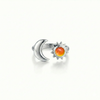 Sun and Moon Ring featuring a beautiful 5mm polished fire stone set in solid sterling silver. This adjustable ring embraces the harmonious balance of sunrise and sunset, crafted for versatility and style.