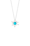 Sun Pendant crafted with high-quality sterling silver components, the frosted aqua pendant comes complete with an 18" sterling silver .7mm box chain.