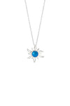 Sun Pendant crafted with high-quality sterling silver components, the frosted blue pendant comes complete with an 18" sterling silver .7mm box chain.