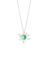 Sun Pendant crafted with high-quality sterling silver components, the frosted green pendant comes complete with an 18" sterling silver .7mm box chain.