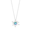 Sun Pendant crafted with high-quality sterling silver components, the polished aqua pendant comes complete with an 18" sterling silver .7mm box chain.