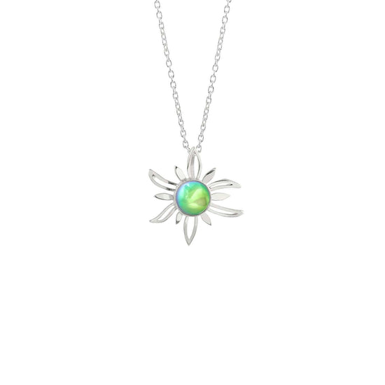 Sun Pendant crafted with high-quality sterling silver components, the polished green pendant comes complete with an 18" sterling silver .7mm box chain.