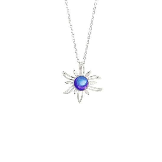 Sun Pendant crafted with high-quality sterling silver components, the polished violet pendant comes complete with an 18" sterling silver .7mm box chain.