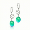 Swirl Extension Earrings  featuring a brilliant display of our signature polished green crystal. Crafted with high-quality sterling silver components, they include secure lever backs to ensure a comfortable fit.