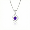Teeny Loop Pendant features a stunning 5mm frosted violet stone and comes with a .7mm sterling silver 18" box chain.