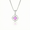 Teeny Loop Pendant features a stunning 5mm polished pink stone and comes with a .7mm sterling silver 18" box chain.