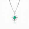 Teeny Star Pendant made with love and crafted with care, comes with an 18" sterling silver chain and 5 mm frosted green stone. 