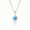 Teeny Star Pendant made with love and crafted with care, comes with an 18" sterling silver chain and a 5 mm polished blue stone. 