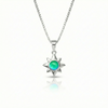 Teeny Star Pendant made with love and crafted with care, comes with an 18" sterling silver chain and 5 mm polished green stone. 