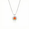  Teeny Sun Pendant crafted from high-quality .925 sterling silver. Featuring a stunning 5mm polished fire stone, it comes complete with an 18" sterling silver box chain.