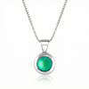 Teeny Tiny Pendant crafted with a thick silver bezel and featuring a stunning 5mm glowing frosted green stone. The pendant comes complete with an 18" sterling silver box chain.
