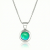 Teeny Tiny Pendant crafted with a thick silver bezel and featuring a stunning 5mm glowing polished green stone. The pendant comes complete with an 18" sterling silver box chain.