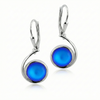 Wave Earrings crafted with high-quality sterling silver components and secure lever backs with a frosted blue stone.