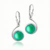 Wave Earrings crafted with high-quality sterling silver components and secure lever backs with a frosted green stone.