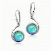 Wave Earrings crafted with high-quality sterling silver components and secure lever backs with a polished aqua stone.