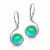 Wave Earrings crafted with high-quality sterling silver components and secure lever backs with a polished green stone.