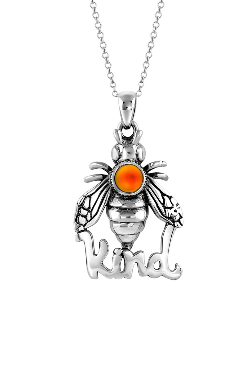 Sterling Silver-Bee Kind Pendant-Frosted-Fire-Necklace Charm-LeightWorks-Crystal Jewelry-Bee Pendant-Bee Necklace-David Leight