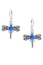 Handmade-Sterling Silver-Crystal Jewelry-Nature-Dragonfly Earrings-Frosted Crystal-Blue Crystal-LeightWorks-San Diego-David Leight