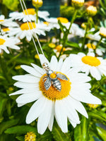 Sterling Silver-Bee Pendant-Necklace Charm-fire-polished-Leightworks-Crystal Jewelry-David Leight